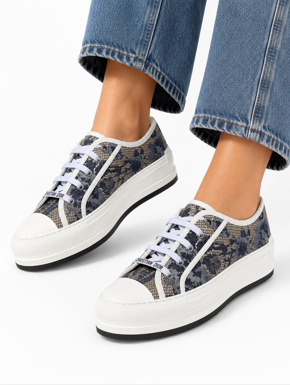Christian Dior Walk'n'Dior Oblique Platform Sneakers Blue Beige EU 41.5 US 11.5
